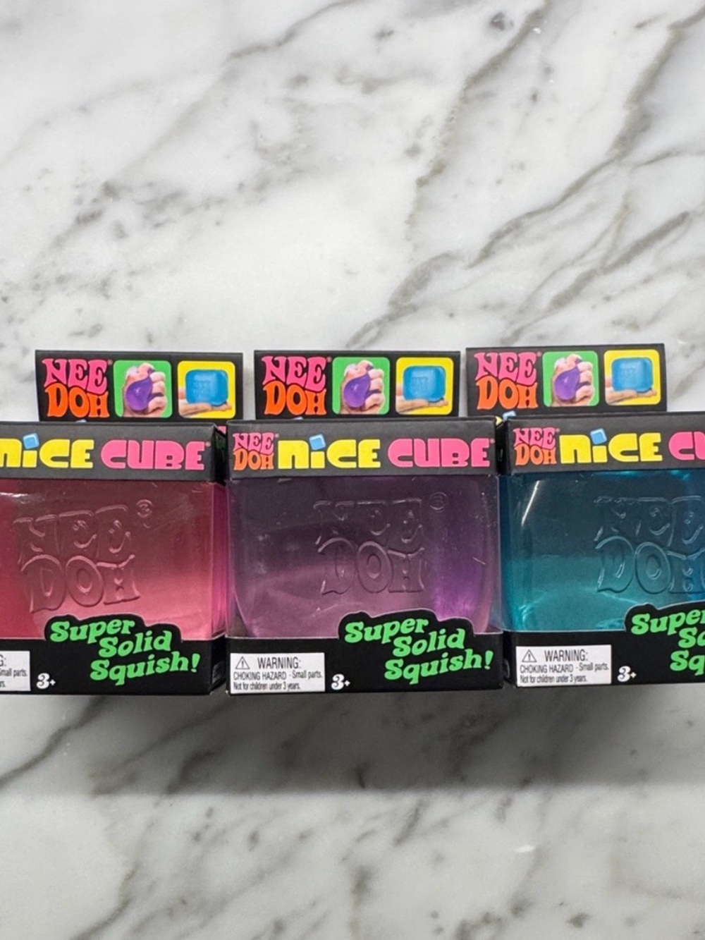 Nice Cube Kids Squishy Toy - Pink, Purple, Blue Set of 3 - NEW - AUTHENTIC
